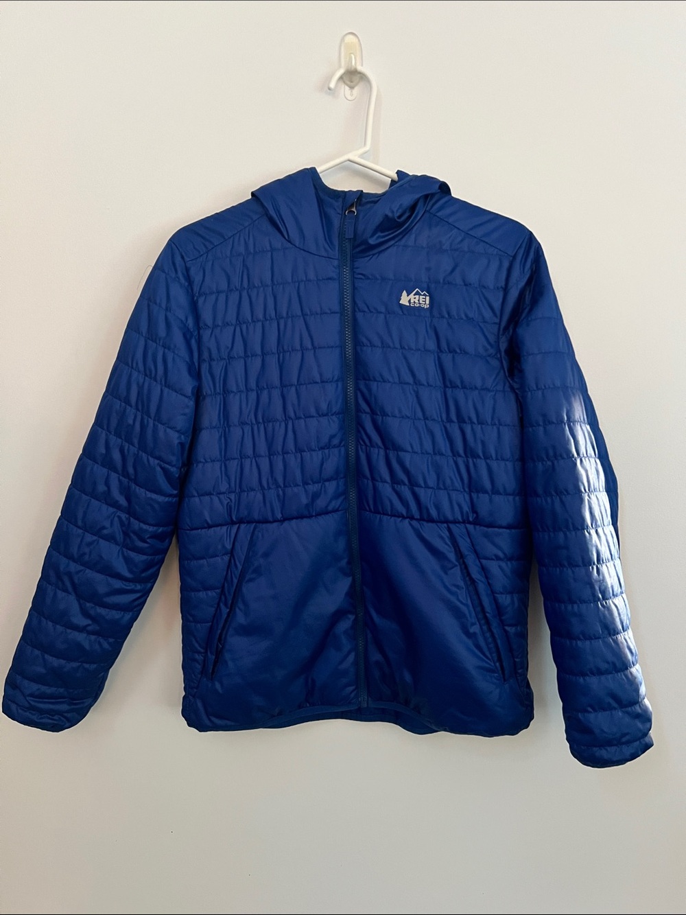 REI Kids Blue Hooded Puffer Jacket